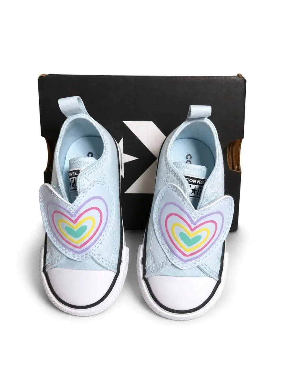Converse CTAS Toddler One Strap Sneakers Blue Rainbow Heart Infant Baby Size 5